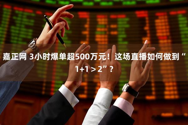 嘉正网 3小时爆单超500万元！这场直播如何做到“1+1＞2”？