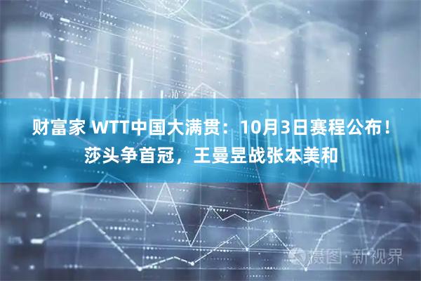 财富家 WTT中国大满贯：10月3日赛程公布！莎头争首冠，王曼昱战张本美和